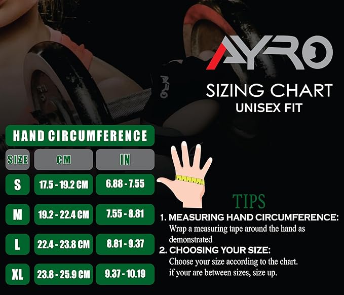 AYRO Breathable Weight Lifting Gym Workout Gloves with Extra Grip for Men & Women, Exercise Gloves with Full Palm Protection, Removal with Durable Closure, for Weightlifting