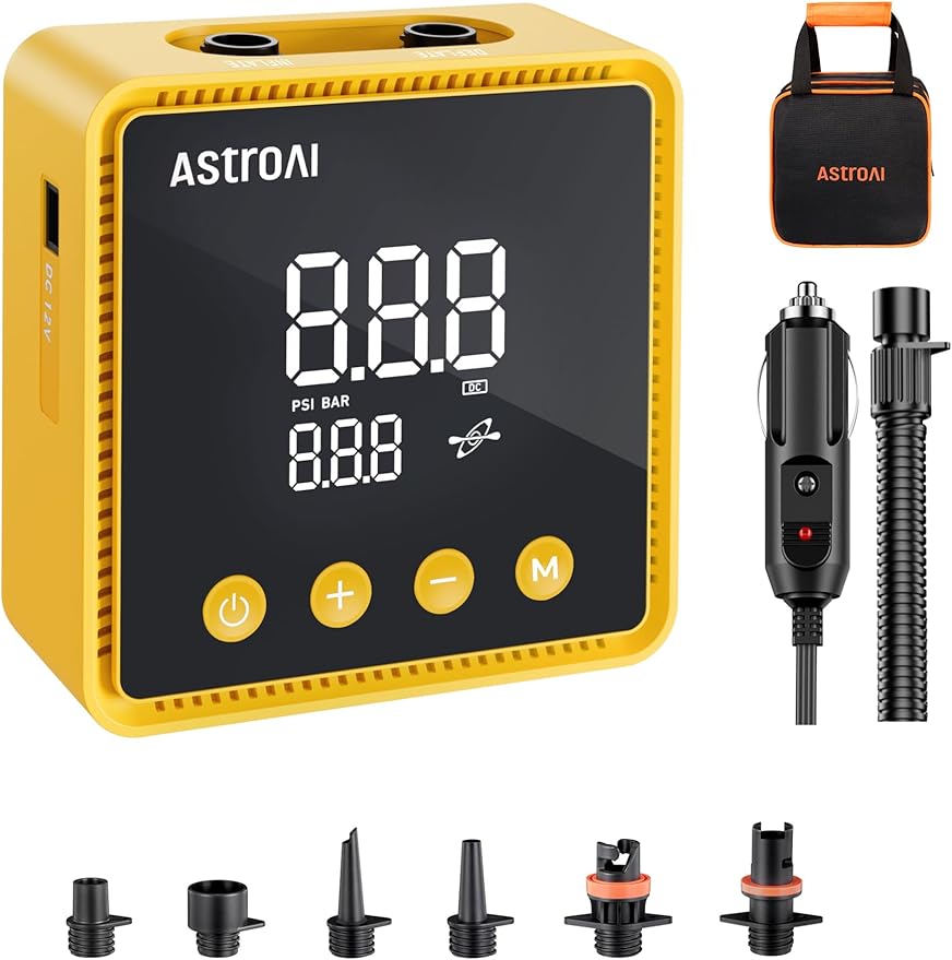 AstroAI P2 Paddle Board Pump 20PSI 12V DC Car Connector Portable,SUP Pump for Paddleboard, Air Pump with Auto-Off, Deflation Function for Paddle Board, Kayaks and Boats