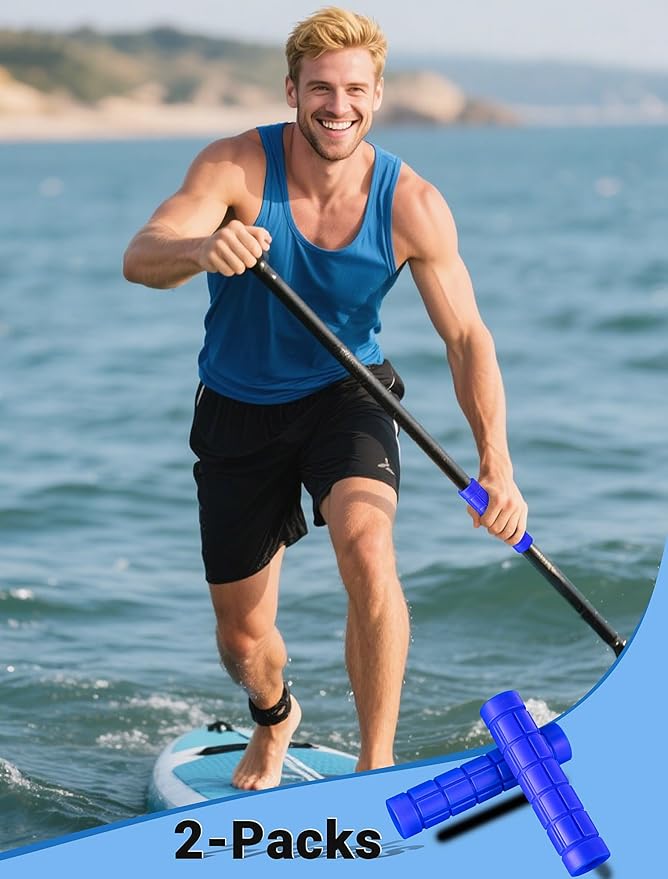 2-Packs Upgraded Kayak Paddle Grips, Non-Slip Silicone Kayaking Handle Wrap to Prevent Hand Blisters, Universal 1.18 Inches Removable Kayak Accessorie for Multiple Types of Detachable Oars