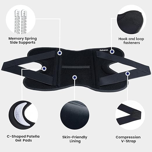 Galvaran Knee Brace for Men & Women - ACL, MCL, Meniscus Tear Support & Arthritis Pain Relief - Stabilizing Knee Braces Support with Side Stabilizers & Patella Gel Pad