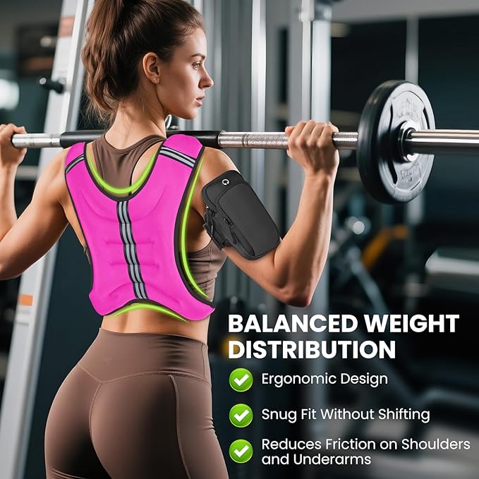 GEEBOBO Weighted Vest for Women Men, 8lb/12lb/16lb/20lb/25lb/30lb Weighted Vest Woman Adjustable Weights for Walking, Strength Training, Running, Muscle Building