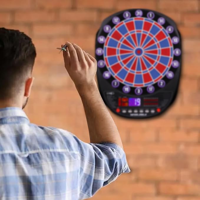 WIN.MAX Electronic Dart Board Soft Tip Dartboard Set LED Displays 3 Languages with 12 Darts 100 Tips Power Adapter