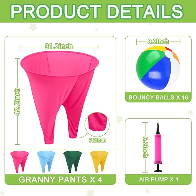 Granny Pants Yard Game Freaky Party Games Pants with Bouncy Balls and Air Pump Oversized Granny Pants Outdoor Game for Adults and Family Interactive Throwing Game for Group Gatherings
