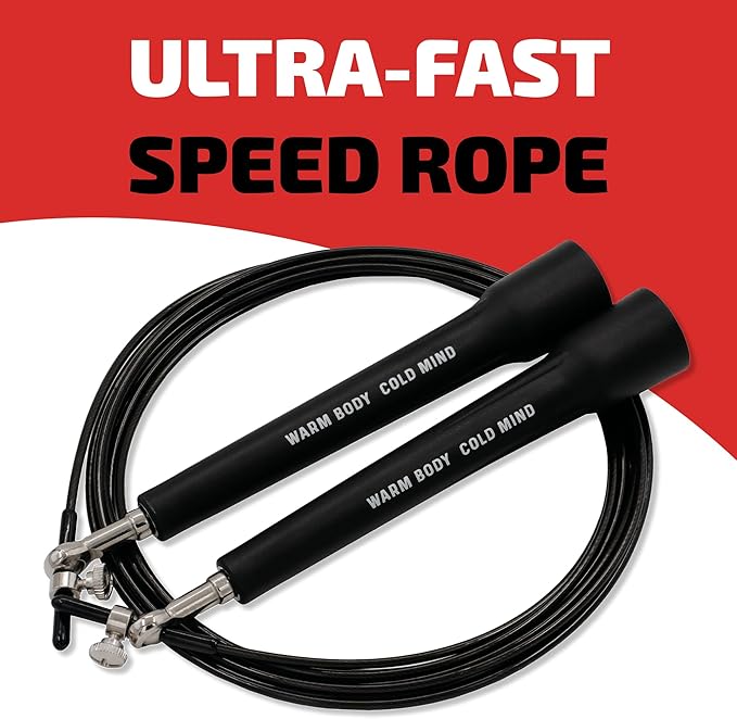 WARM BODY COLD MIND Adjustable Jump Rope For Men and Women, Speed Jump Rope, Skipping Rope for Weightlifting, Boxing, Gym, Outdoor or Indoor Sport, Fitness