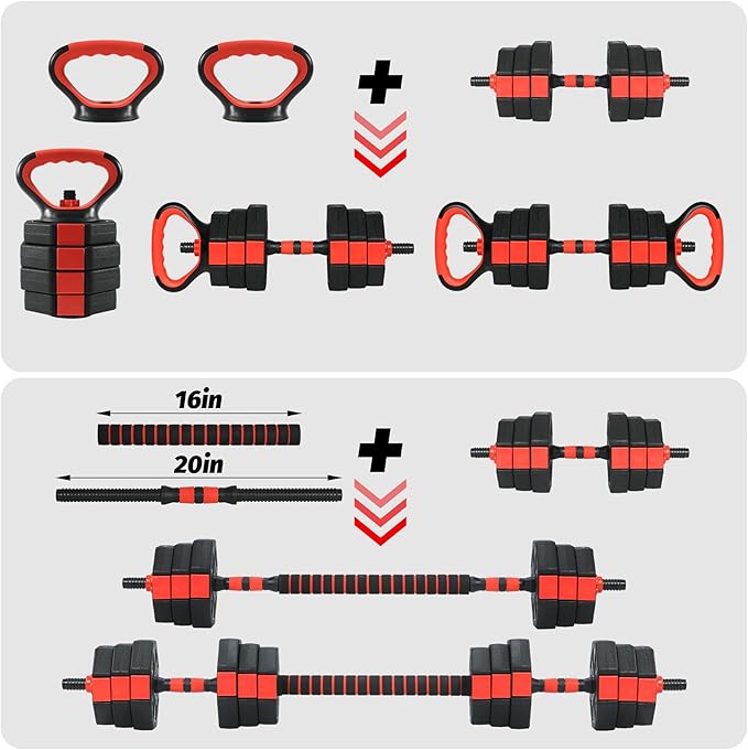 3-In-1 Octagonal Adjustable Dumbbell Set, 44/88LBSFree Weights Dumbbells with Anti-Slip Handle for Men & Women, Versatile Dumbbells Set of 2 with Connector, Perfect for Home Gym