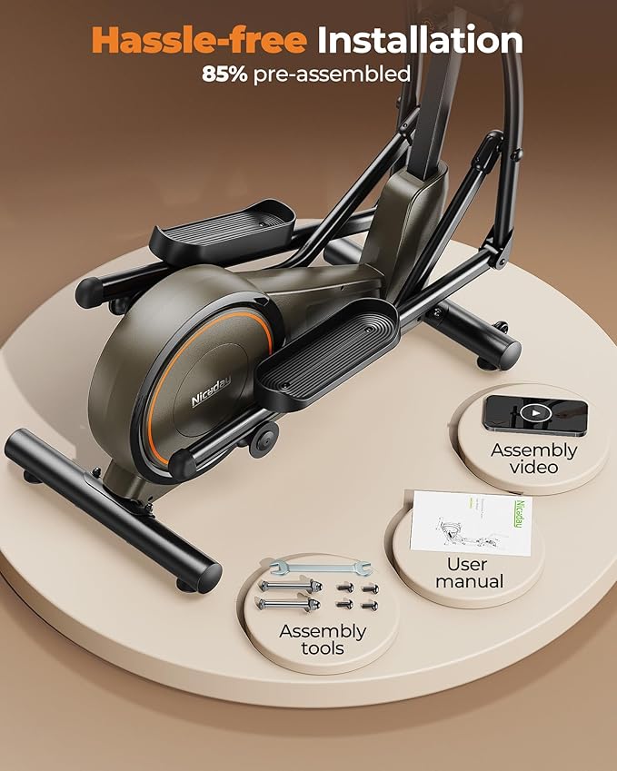Niceday Elliptical Machine, Elliptical Exercise Machine for Home with Hyper-Quiet Magnetic Driving System, Elliptical Trainer with 15.5IN-20IN Stride, 16 Resistance Levels, 500LBS Loading Capacity