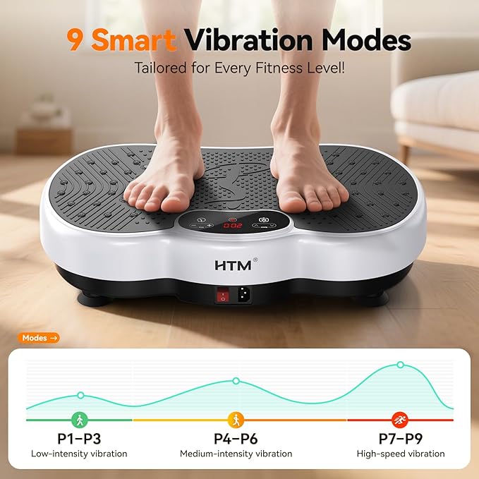 Vibration Plate Exercise Machine - 300 lbs Weight Capacity, 120 Speed Levels, 9 Workout Modes for Home Fitness, Muscle Toning & Weight Loss