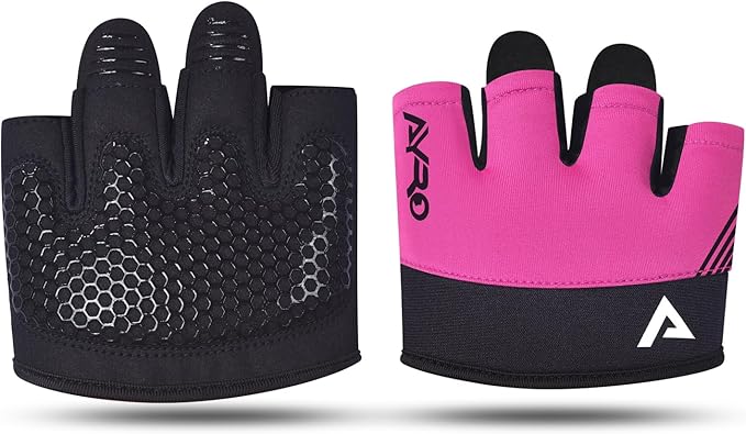 AYRO Minimal Workout Gloves, Short Partial Gym Weight Lifting Gloves Grip Pads for Men & Women with Full Palm Protection & Extra Grip, Best for Weightlifting, Training, Gym & Hand Support