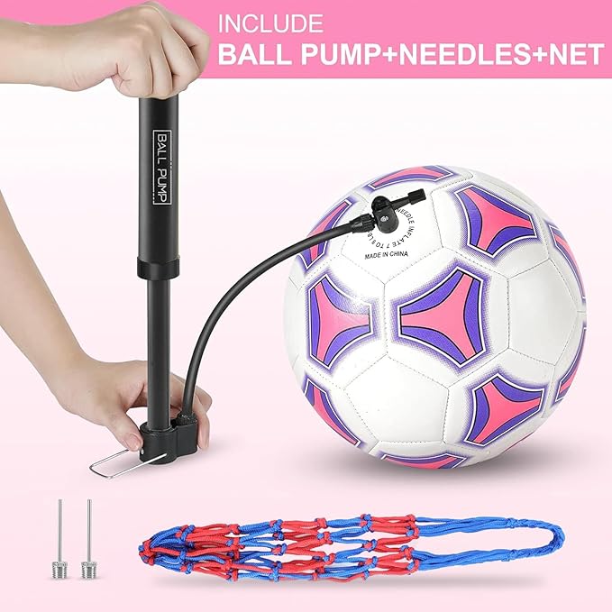 STEEFAN Pink Soccer Ball Full Size 3/4/5 for Kids Outdoor Play,Color Change Soccer Stuff with Official Size Ball Needles and Air Pump,Gift for Kid Teen Girl Junior,Indoor Outdoor Game Soccer Ball