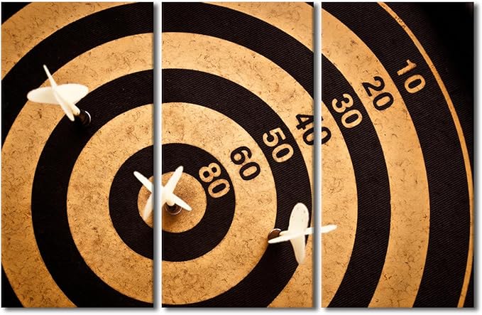 Wall Decor Sports Theme Posters and Prints 3 Piece Black and White Paintings Art Dart Hits the Bullseye Canvas Wall Art for Club Living Room Giclee Gallery Packaging Artwork Ready to Hang(40"Wx60"H)