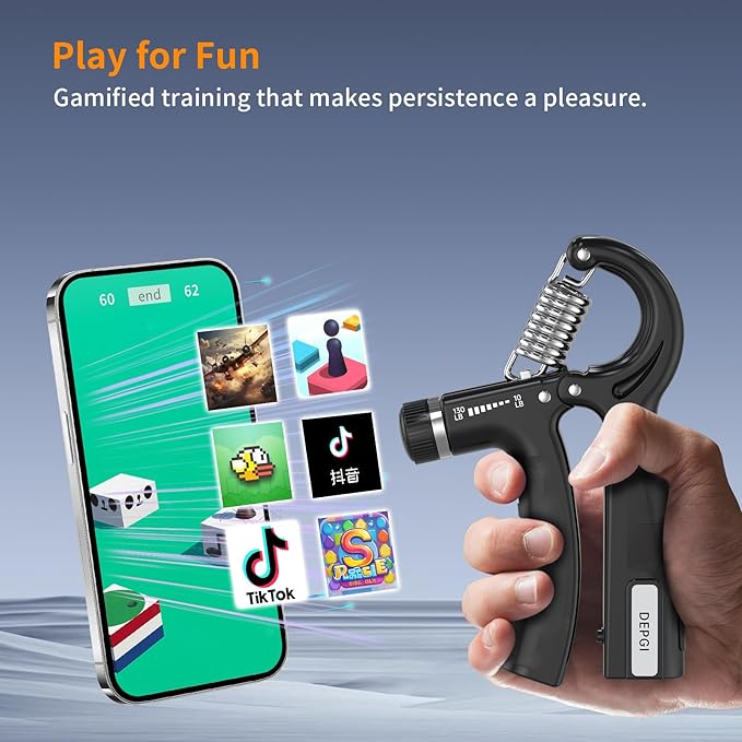 DEPGI Smart Grip Strength Trainer with App, Digital Hand Gripper with 10-130LB Resistance for Muscle Building & Injury Recovery（2 Pack)