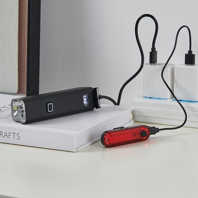 2 Packs Bike Light Set Super Bright Focus Adjustable Front Headlight and Rear LED Mountain Bicycle Light, Mount Included JB866