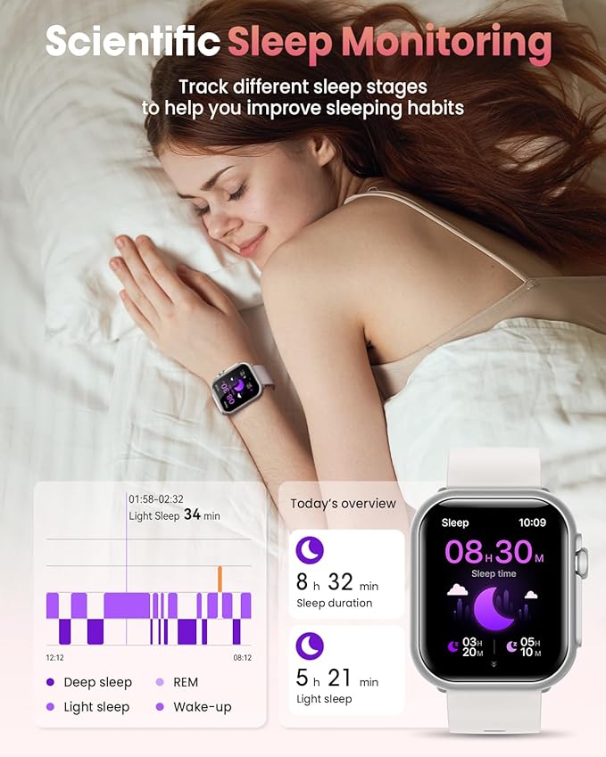 Fitness Smart Watches for Women Men: Smart Watch for iPhone&Android Bluetooth Call with 24/7 SpO2 Sleep Heart Rate Monitor, IP68, Fitness Tracker with 120+Sport, Reloj Inteligente 30 Day Life, 2 Bands