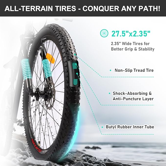 Men’s 27.5 Inch Mountain Bike, Adult Bike with 21-Speed Twist Shifters, Dual Disc Brakes, Front Suspension Hardtail, Easy Assembly