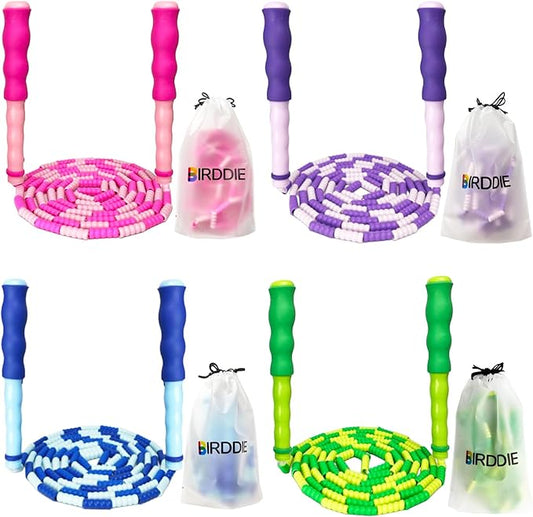 Soft Beaded Jump Ropes, Adjustable Length Skipping Rope, Tangle Free Segmented Jumping Rope for Kids and Adults Exercise, Fitness 9.2 Ft