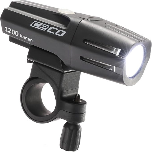 CECO-USA: 1,200 Lumen USB Rechargeable Bike Light – Tough & Durable IP67 Waterproof & FL-1 Impact Resistant– Super Bright Model F1200 Bicycle Headlight – For Commuters, Road Cyclists & Mountain Bikers