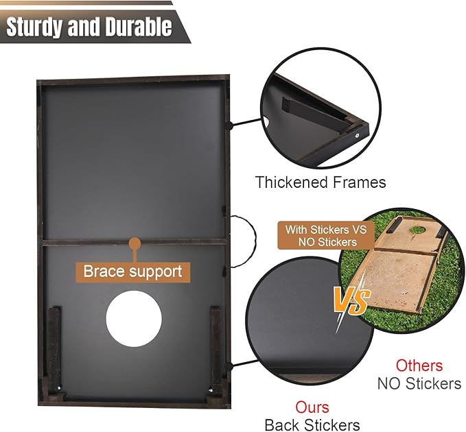 Cornhole Set 4x2 and 3X2 Regulation Size Corn Holes Sets with Carrying Bags & 8 Bean Bags Cornhole Boards Bean Toss Games for Adults Family Outdoor Beach Lawn Outside Backyard Games