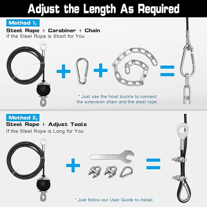 SERTT Weight Cable Pulley System Gym, Upgraded Cable Pulley Attachments for LAT Pull Down, Biceps Curl, Tricep, Arm Workouts - Home Gym Add On Equipment