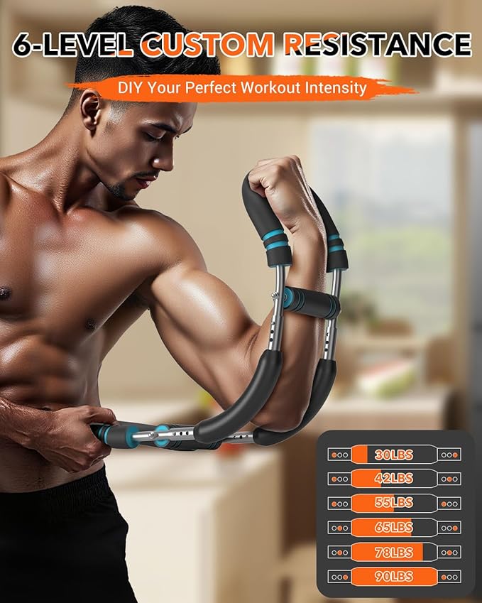 eWonLife Twister Arm Trainer - Adjustable 6 Resistance Level Arm & Chest Workout Equipment for Man Women Arm Trainer Chest Exerciser Portable Home Gym Equipment for Strengthen Upper Body
