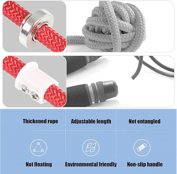 30 FT Long Jump Rope for Kids Adults,Double Dutch Jump Rope,Adjustable Skipping Ropes with High-strength Nylon Braided Rope Core,360°Rotation Not Entangled,Long Enough for 6-10 Jumpers.