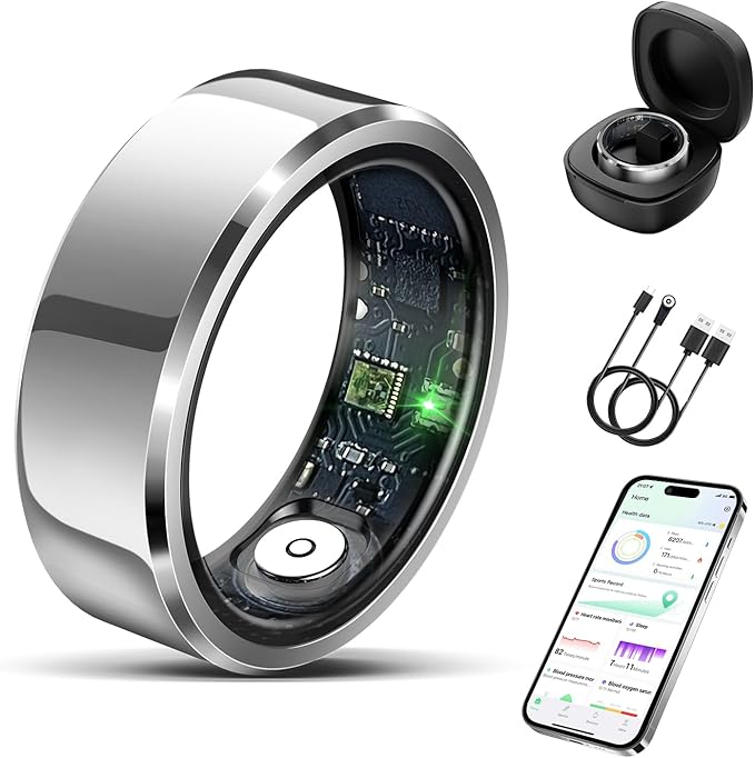 Smart Ring for Women Men-Wearable Fitness Tracker with Sleep Tracking Heart Rate Healthy Monitor Ring Activity Monitoring Steps Calories