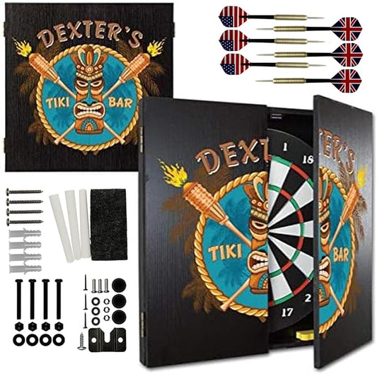THOUSAND OAKS BARREL CO. | Personalized Dartboard & Cabinet Set with 6 Steel Tip Darts