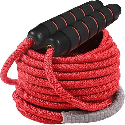 16 FT Long Jump Rope for Kids Adults,Double Dutch Jump Rope,Adjustable Skipping Ropes with High-strength Nylon Braided Rope Core,360°Rotation Not Entangled,Long Enough for 2-4 Jumpers.Red