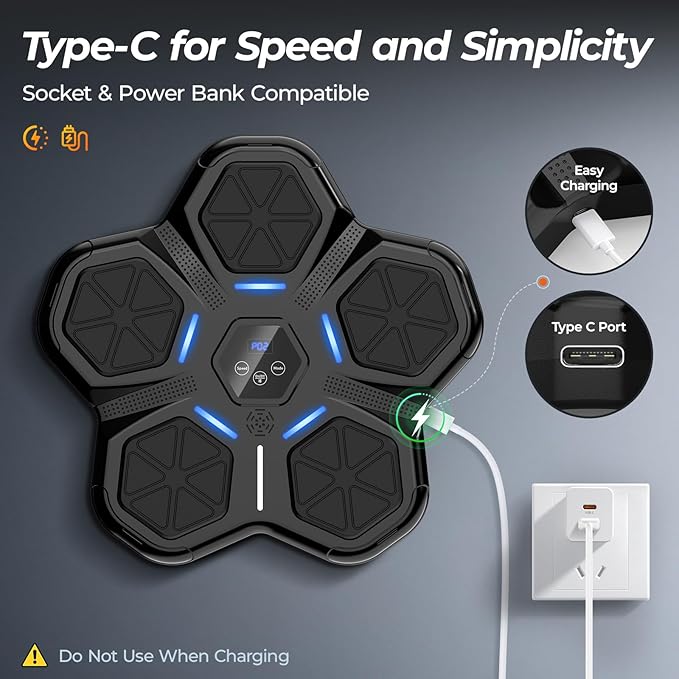 Music Boxing Machine - Smart Bluetooth Boxing Training Machine, Wall-Mounted Punching Trainer with LED Display, 9 Modes & Boxing Gloves for Home Office Gym