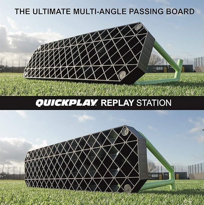 QUICKPLAY Replay Station Soccer Rebound Board - Portable Dual Surface Rebounder with Adjustable Angle - Soccer Training Equipment for Control, Passing Practice