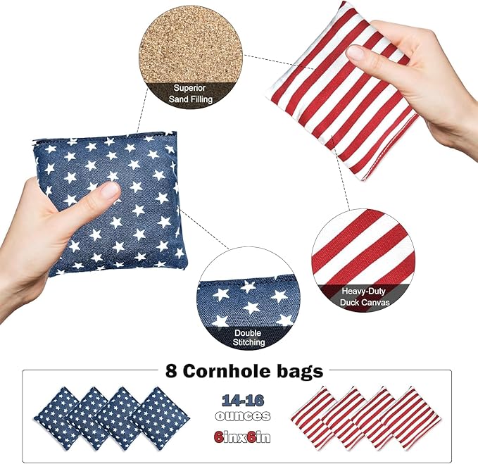 Cornhole Board Set 4x2 Regulation Size Billiards Table Style Cornhole Set with Carrying Bags & 8 Bean Bags Corn Hole Boards Bean Toss Games