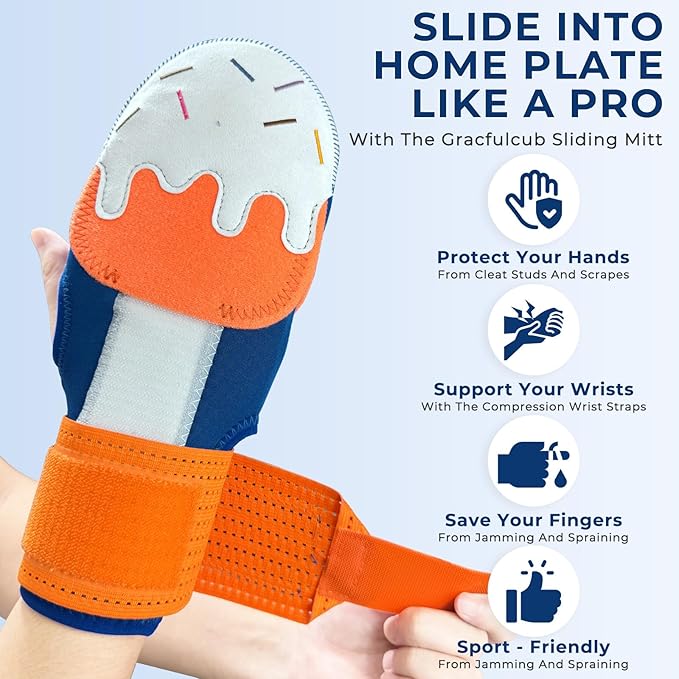 Gracfulcub Baseball Sliding Mitt, Baseball Glove Softball Guard, Ergonomic Design Protecting Fingers for Basic Base Running