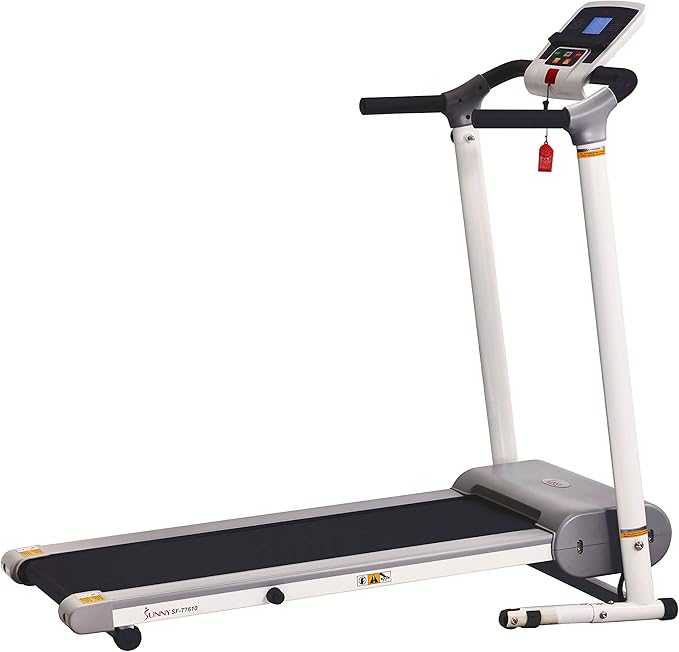 Sunny Health & Fitness Compact Foldable Treadmill - Easy Assembly, Quiet Operation, LCD Performance Monitor, Device Holder - Running & Walking Exercise, Optional Free SunnyFit App Bluetooth Connection