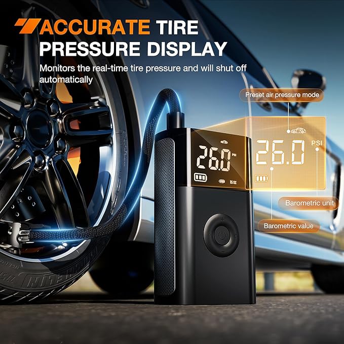 Nilight Tire Inflator Portable Air Compressor Battery Rechargeable 12VDC 150PSI Cordless Auto Shutoff w/Digital Pressure Gauge 2X Faster Inflation Pump for Car Motorcycle ATV UTV Bike