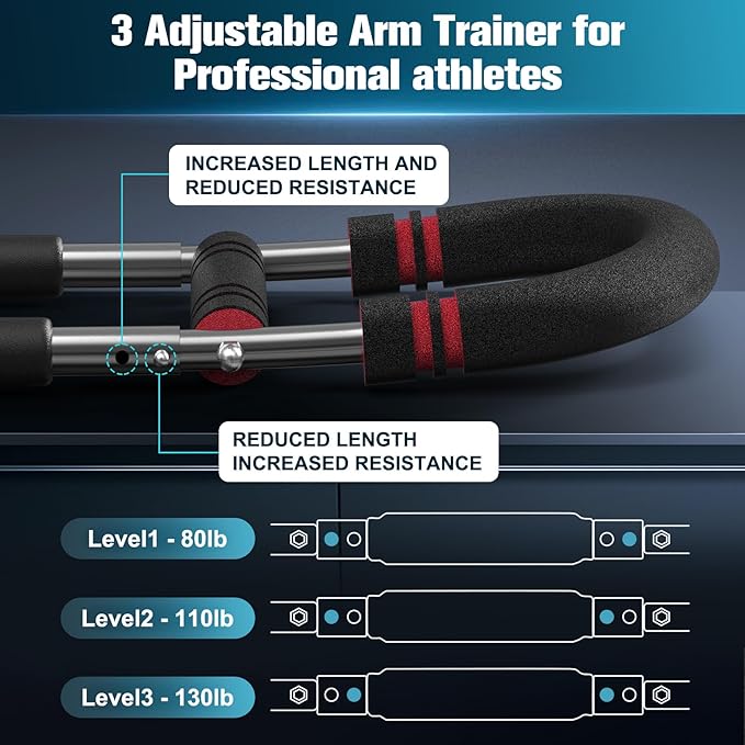 Relife Twister Arm Trainer,40-130lbs Arm Trainer for Forearms & Chest Muscle Training Workout,Adjustable Spring Resistance Chest Exercise, Portable Home Gym Strength Equipment for Men & Women