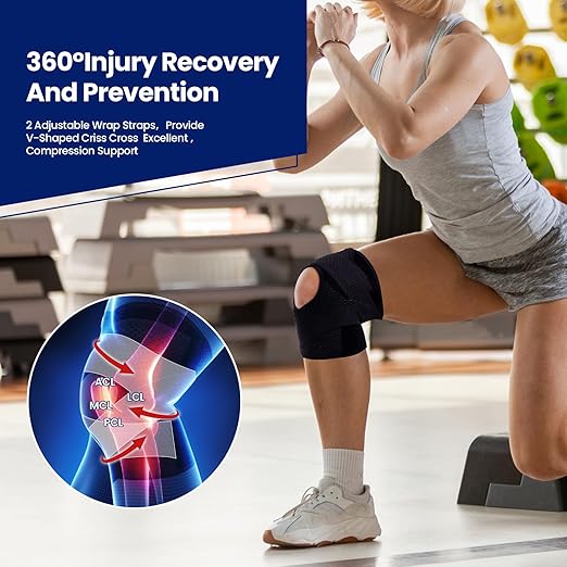 Knee Brace for Meniscus Tear, Knee Pain, Adjustable Breathable Knee Support with Side Stabilizers for Knee Pain Arthritis Recovery Joint Support, Women and Men