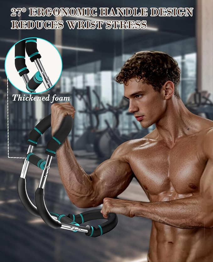 Twister Arm Trainer, Adjustable Chest Workout Equipment with Forearm Wrist Sleeves, 9 Resistance Levels(66-110lb) Chest Exerciser for Men , Portable Exercise Equipment for Home & Gym