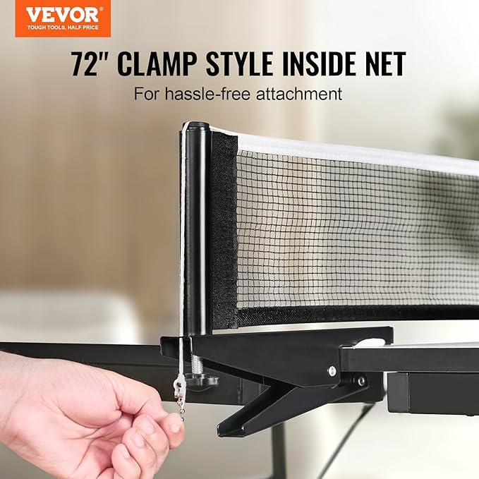 VEVOR Ping Pong Table, Professional Table Tennis Game, Indoor MDF Portable Table Tennis Table, Foldable Ping Pong Table with Quick Clamp Net and Lockable Wheel, 10 Minute Easy Assembly, 25mm Tabletops