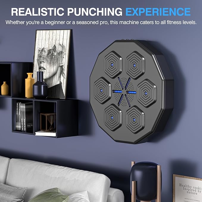 2025 New Music Boxing Machine with Two Pairs of Gloves Upgraded 2.0 Smart Bluetooth Music Boxing Parent-Child Games Wall-Mounted Exercise Equipment for Home