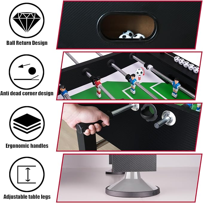 Seydrey 55-Inch Competition Foosball Table, Black, with Chrome-Plated Steel Rods