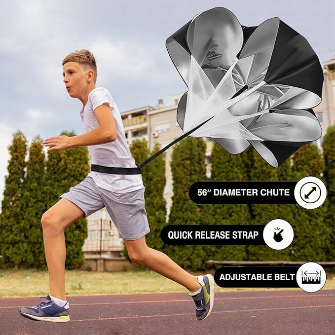 Agility Ladder Speed Training Equipment Set-20ft Agility Ladder 4 Adjustable Hurdles Running Parachute Jump Rope Speed Training Equipment for Soccer Football Basketball