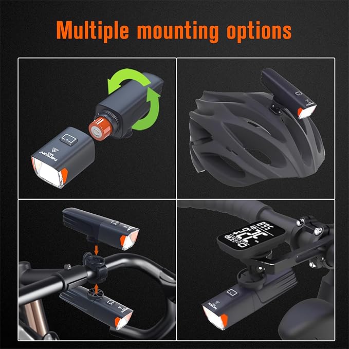 Nicron Bike Lights, 720 Lumens Bike Headlight，5 Modes USB Rechargeable Bicycle Light Super Bright, Bike Lights for Night Riding Waterproof IPX4 Bike Light.