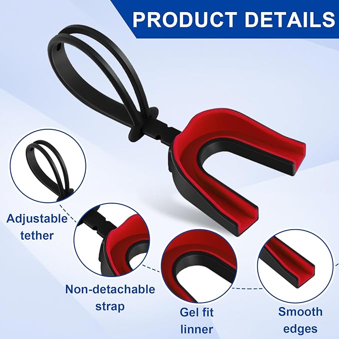 Dunzy 10 Pcs Strapped Mouth Guard Sports Mouthguard with Strap No Boiling Mouthguard Adult Youth Football Mouthpiece Mouth Protector for Boxing Basketball Lacrosse