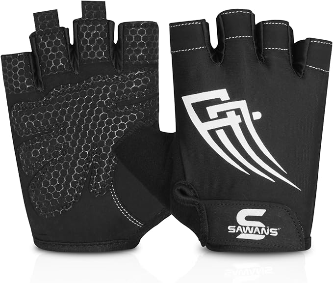 Weight Lifting Gym Gloves for Men and Women Workout Training Breathable Lightweight Fitness Gloves Non-Slip Silicone Padded Palm Grip Protection Half Finger Exercise Pull ups