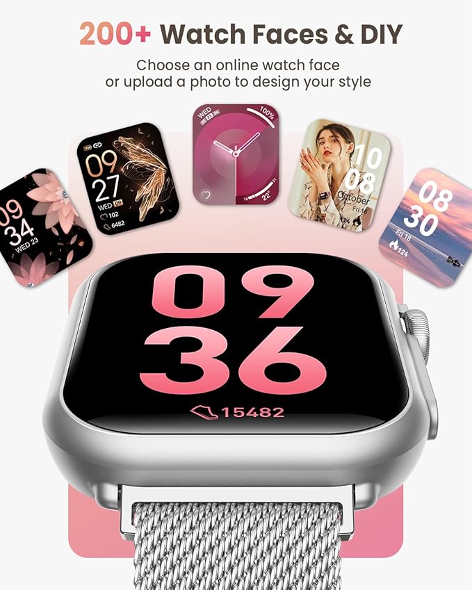 Fitness Smart Watches for Women Men: Smart Watch for iPhone&Android Bluetooth Call with 24/7 SpO2 Sleep Heart Rate Monitor, IP68, Fitness Tracker with 120+Sport, Reloj Inteligente 30 Day Life, 2 Bands