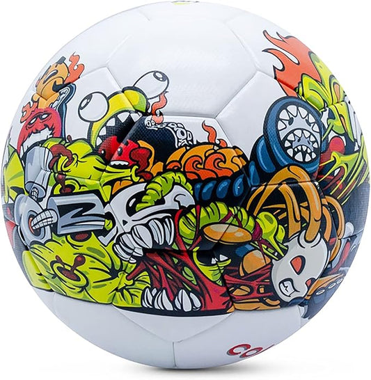 SHOKE Soccer Ball Size 5 Graffiti Cartoon Surface 32 Panels Slip Resistant Recreation Practice Soccer Ball, Outdoor & Indoor Cartoon Soccer Balls for Youth Girl and Adult
