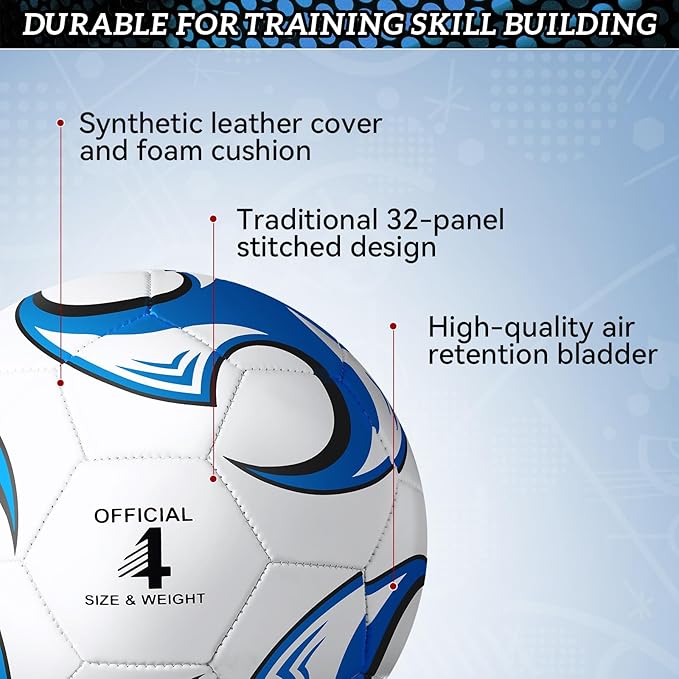 20 Pcs Soccer Balls Bulk with Pump and Net Bag Sport Ball Size 4/5 Outdoor Deflated Soccer Ball for Youth Adult Training Practice Game Match Operation Christmas