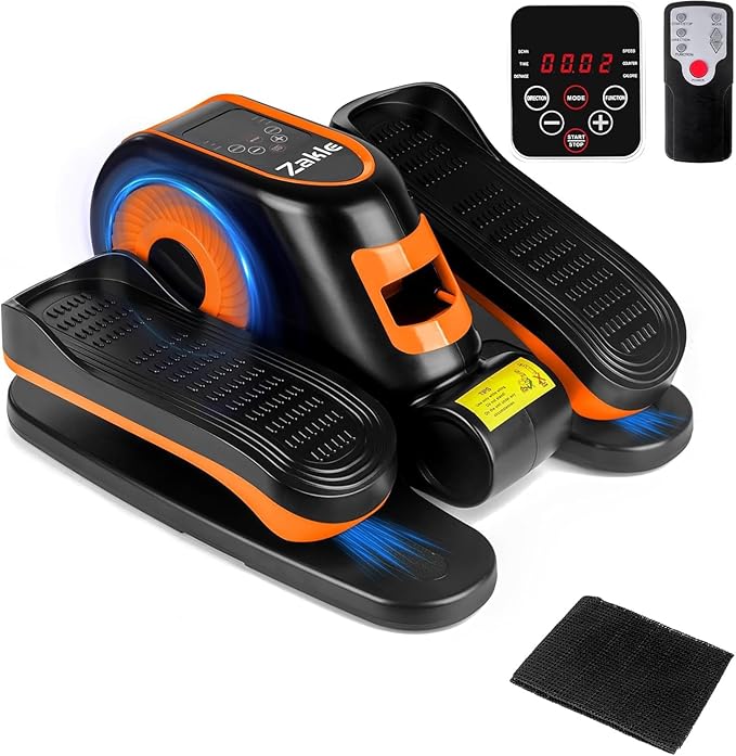 Zakle Under Desk Elliptical Machine, Electric Elliptical Training Machine w/Remote Control, 12 Speed Levels, Quiet Seated Pedal Exerciser for Home Office