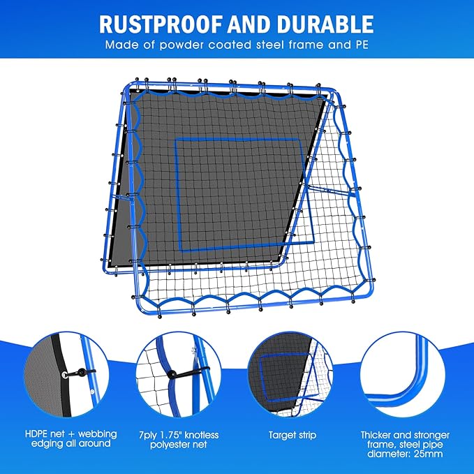 Dual-Sided Soccer Rebounder Net, Fast & Slow Rebound Speed Training for Control, Passing Practice, Easy Setup Baseball/Volleyball Rbounder Pitchback Net Gifts Aids & Equipment for Kids,Teens & Adults