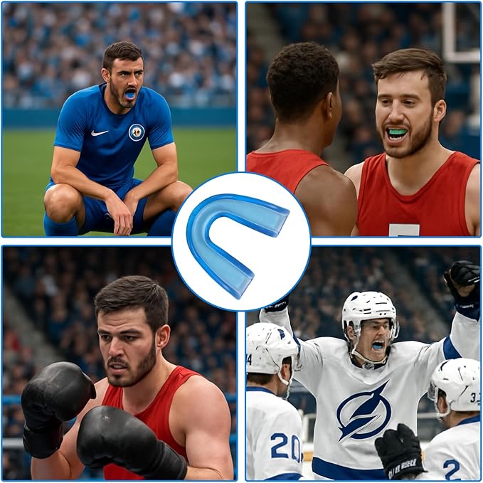 8 Pcs Sports Mouth Guards Adults and Junior Sports - Black Mouth Pieces Tooth Protector for Boxing Basketball Football Mouth Guard for Braces