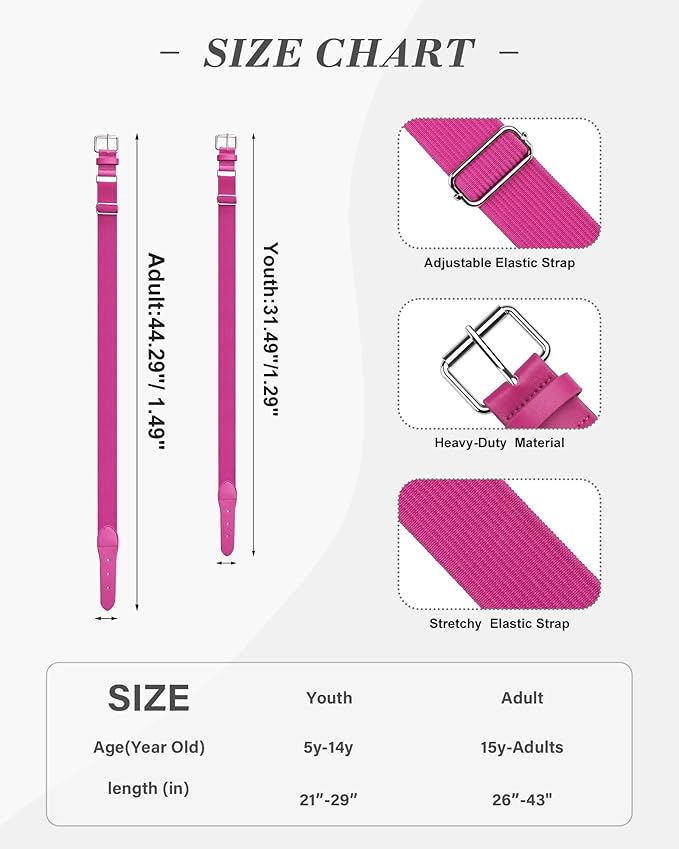 Stelle Baseball/Softball/Fastpitch Belt Girls Sports Elastic Adjustable Boys Uniform Belts Youth and Adult Sizes